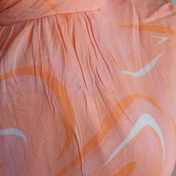 1OF1 Women's Large Vintage Dress 1960's Sleeveless Orange Abstract Swirl - Picture 7 of 8